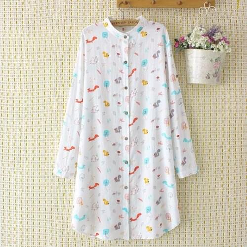 Plus size cotton print women loose long blouse 2021 new spring autumn casual ladies stand collar shirts female tops oversize