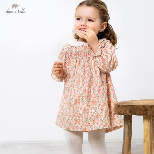 DBM16338 dave bella spring baby girls cute floral print dress children fashion party dress kids infant lolita clothes