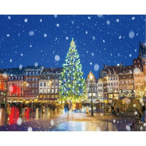Christmas Night City Snow Scene Backdrop Baby Shower Party Birthday Room Decor Photo Booth Studio Prop