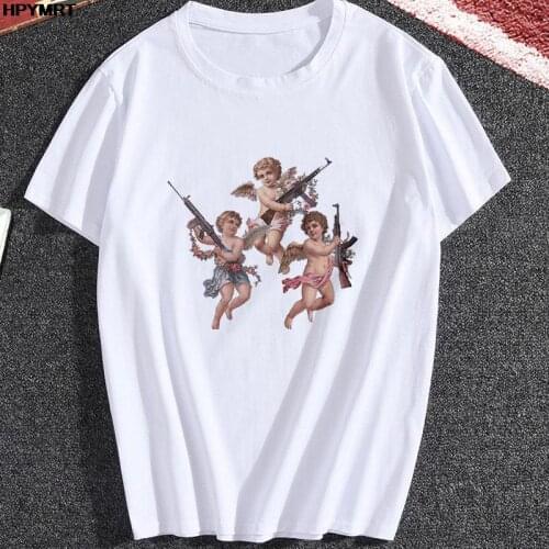 T Shirt Women New Summer Fashion Art Graphics Tshirt Aesthetic Female Clothes Casual Aesthetic Funny Angel Print T-shirt Top Tee