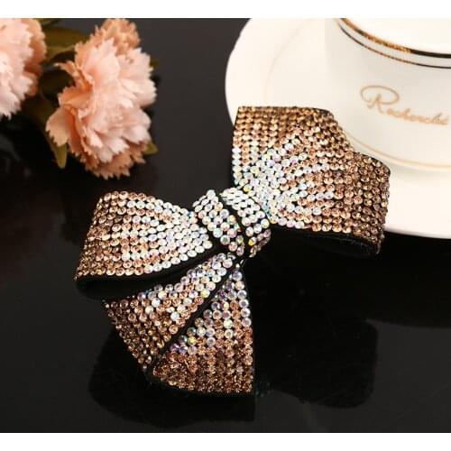 Korean New Spring Simple Headwear Bow Tie Rhinestone Barrettes Hair Clip Girl Women Fashion Lovely Headdress Hair Accessories