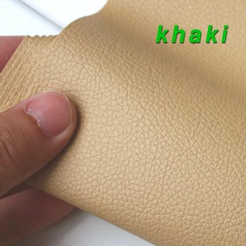 Khaki Small Lychee Pu Leather Faux Leather Fabric Pu Artificial leather Upholstery Leather Sold By The Yard Free Shipping