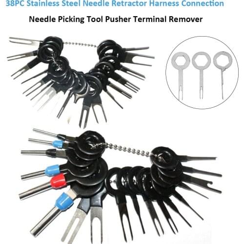 38PC Stainless Steel Needle Retractor Harness Connection Needle Picking Tool Pusher Terminal Remover