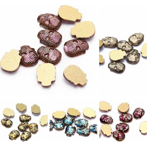 Nail Art Stone 50pcs Skull Head Design Glass Rhinestone For Nail Art Decorations Flatback Nail Stickers DIY Craft Art Stones