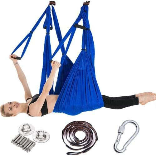 Anti-Gravity Yoga Hammock Set Nylon Fabric Pilates Yoga Flying Swing Aerial Traction Device Body Shaping Equipment w/ Plate Belt