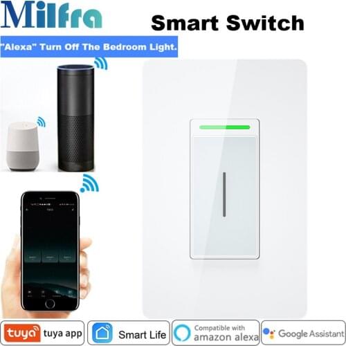 Milfra Wifi Switch US Neutral Wire Required Touch Voice Phone Control Light Smart Switch for Assistant Alexa Tuya Smart Life App