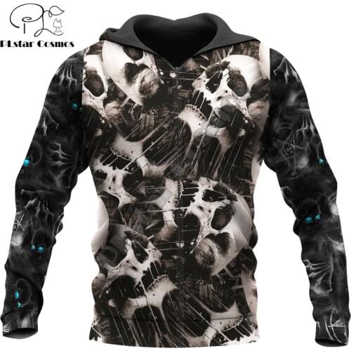 Horror Skull 3D All Over Printed Mens Autumn Hoodie Sweatshirt Unisex Streetwear Casual Zip Jacket Halloween Pullover KJ659