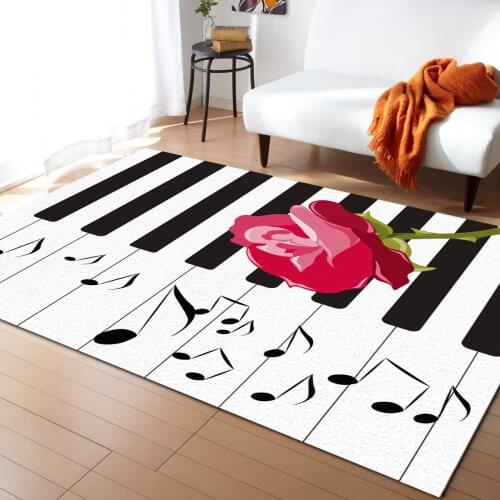 Piano Rose Music Love Carpets for Living Room Childrens Room Carpet Bedroom Bedside Blanket Kitchen Doormat