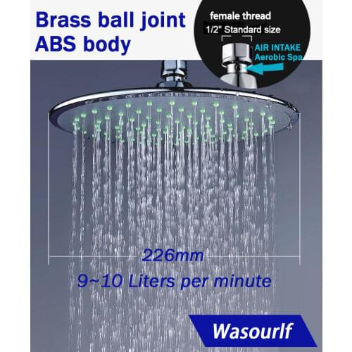 WASOURLF Bath Shower High Pressure Head Shower Ceiling Shower Head Spa Water Saving Rain Shower Nozzle Chrome Round Air Bathroom