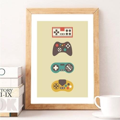Retro Wall Art Canvas Painting Gamer Gift Video Game Vintage Poster Gamepad Controller Picture Prints for Boys Kids Room Decor