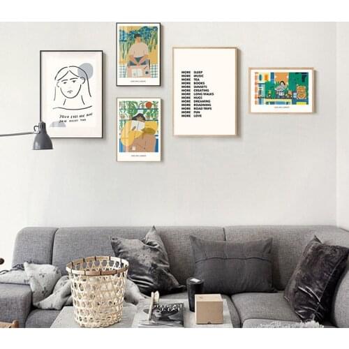 Wall Art Canvas Abstract Cartoon Line Characters Alphabet Painting Modern Home Decor Pictures Nordic Posters and Prints For Room