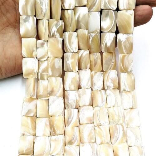 Natural Yellow Shell Loose Beads 8~16mm Rectangle Beaded for Charms Women Jewelry Making DIY Bracelet Necklace Accessories 15