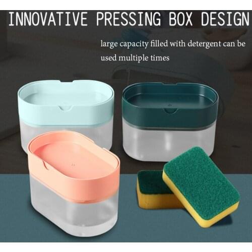 New Kitchen Dishwashing Brush and Dishwashing Liquid Automatic Device Presses Out the Liquid Scouring Pad Brush Dish Soap Box