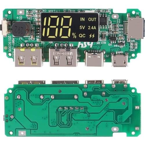 Lithium Battery Charger Board LED Dual USB 5V 2.4A Micro/Type-C USB Mobile Power Bank 18650 Charging Module Circuit Protection