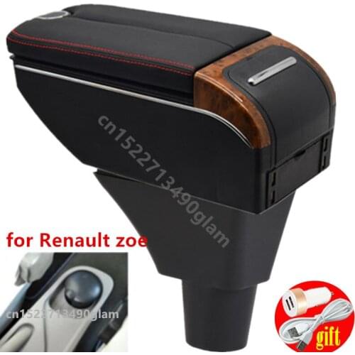 For Renault zoe armrest box Double doors open 7USB Centre Console Storage Box Arm Rest