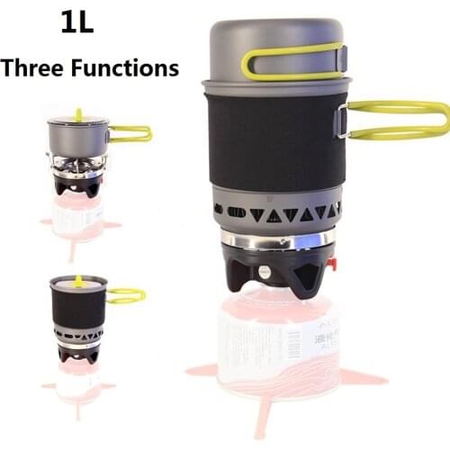 1L Camping Cookware Bowl Pot Pan Combination Portable Tableware Gas Cooking System Stove Outdoor Cooker Burners