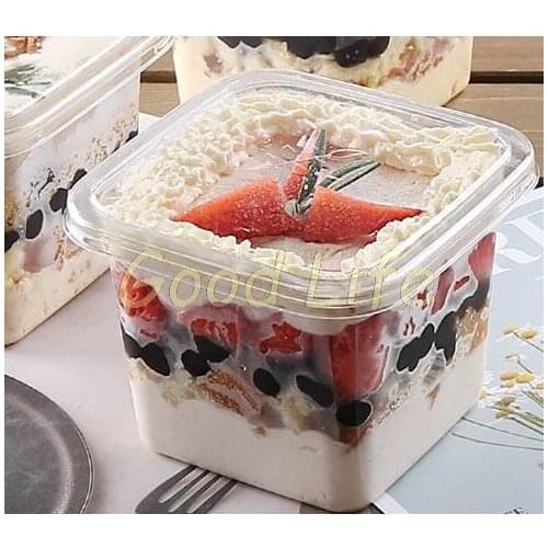 Transparent PET plastic box dessert preservation fruit cake ice cream box disposable Tiramisu box