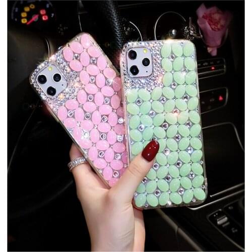 Luxury Fashion DIY Handmade Bling Crystal Gemstone Diamond Back Phone Case Cover For Iphone 11 Pro XS Max XR X 8 7 6 6S Plus