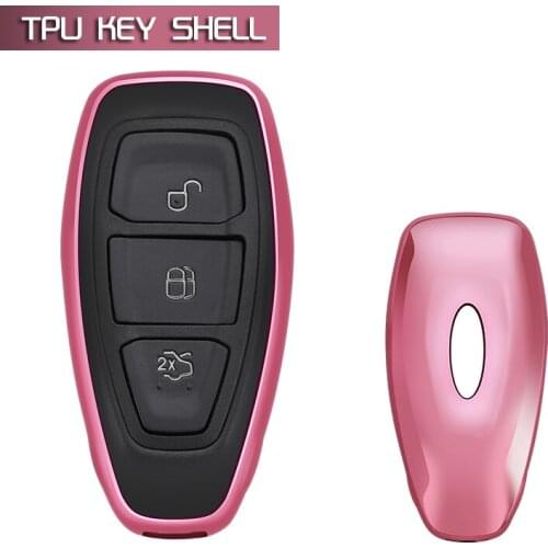 Pink key Case Shell Cover TPU Smart Soft Protective for Ford Fiesta Focus Kuga Eco sport