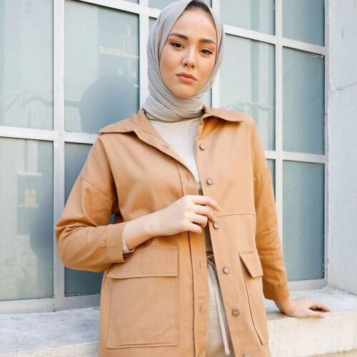 Pocket Buttoned Gabardine Shirt Turkey Muslim Fashion Hijab Dress Islam Clothing Dubai Istanbul Istanbulstyles 2021