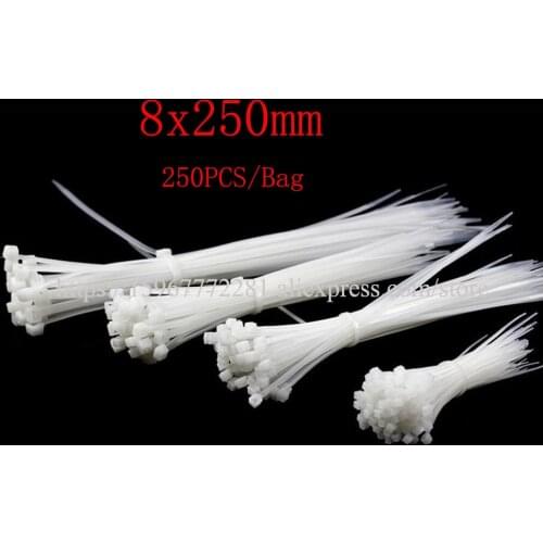 250PCS Self-locking Nylon Cable Ties 8x250mm cable tie Assorted multicolor Plastic Zip Tie Loop Wire Wrap Zip Ties Many colors