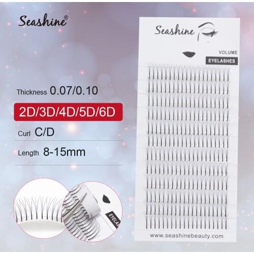 Seashine Short Stem Lashes Extension Russian Premade Volume Fans 3D/4D/5D/6D Pre-fanned Eyelash Extension