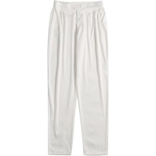 Silk Harem Pants Womens Pants Womens 2020 New Autumn Female Wear Elastic Waist Casual Pants Mulberry Silk Pants N411