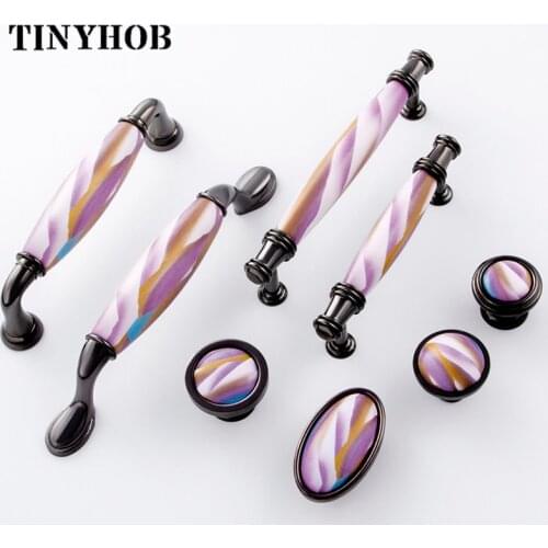 Chic colors /Ceramic Door Handles And Knobs American Furniture Handles Drawer Pulls Kitchen Cabinet Knobs and Handles With Screw