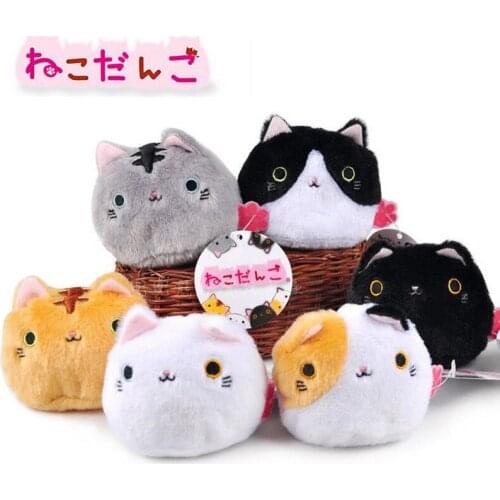 6pcs/set Japan Neko Atsume Cute Cat Plush Doll Dango Mochi Soft Stuffed Toys Collectible Kids Gift Home Car Decor Accessories
