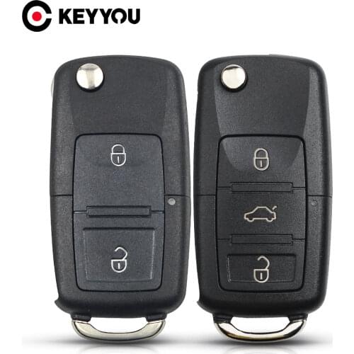 KEYYOU For Volkswagen Vw Jetta Golf Passat Beetle Skoda Seat Polo B5 2 button Folding Car Remote Key Flip Folding Key Shell Case
