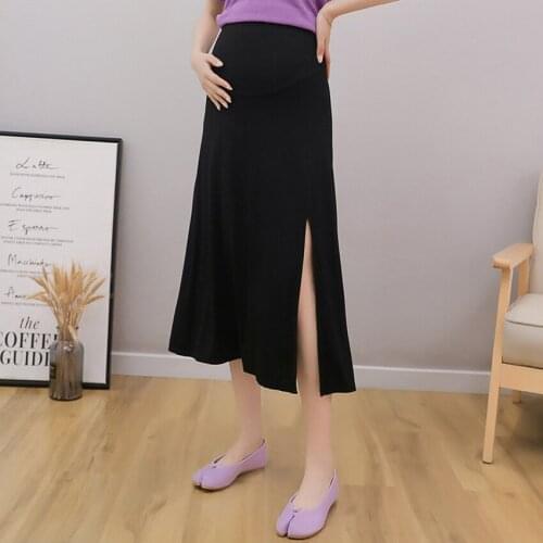 Pregnant women skirt skirt belly skirt fashion modal mid-length temperament was thin and irregular split A word big swing skirt
