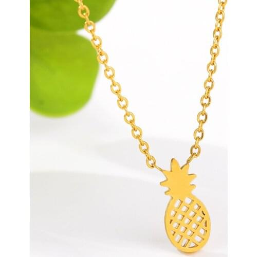 Hot Hawaii Tropical Fruit Jewelry Pineapple Necklace For Women men Statement Gold Stainless steel Minimalist Friendship Gifts