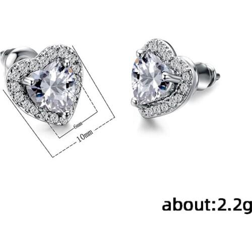 Bling Bling Crystal Heart Stud Earring Women Girl Heart Earring Gift for Love Girlfriend Fashion Jewelry Accessories Multicolor