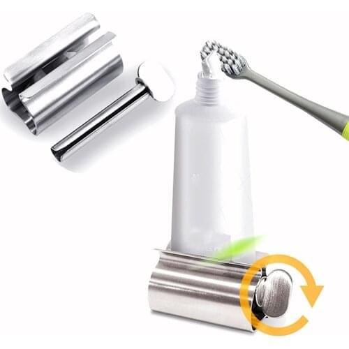 1Pc New Stainless Steel Toothpaste Squeezer Facial Cleanser Dispenser Manual Skin Care Cosmetic Press For Bathroom Accessories