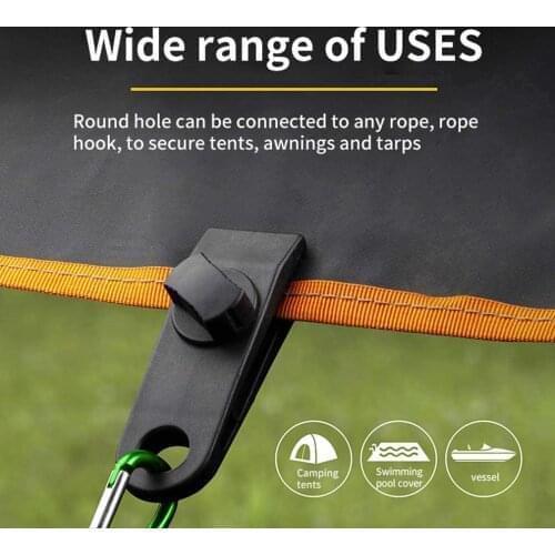 10Pcs Fixed Plastic Clip For Outdoor Tent Hook Plastic Set Survival Grommet Buckle Fixed Outdoor Mini Black Plastic Clip Tools