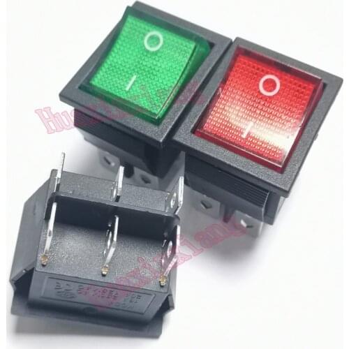 10PCS/Lot KCD4 Rocker Boat Switch 6Pin/6P 2 Position ON-OFF 16A/250VAC Green/Red