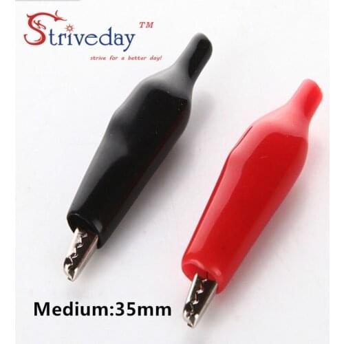 10pcs/lot Red Black Medium 35mm Environmental protection copper Alligator clips Power Test clip Sheath clips