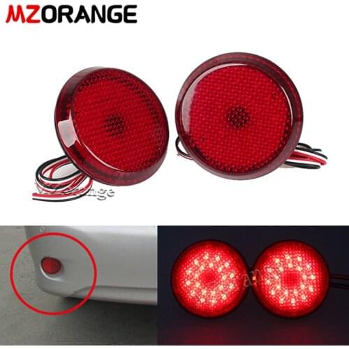 2Pcs Car LED Tail Rear Bumper Reflector Lights Round Brake Stop Light Warning Lamp /For Qashqai/For Trail/For Corolla 2009