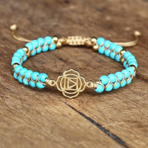 4mm Stone Beads Handmade Stainless Steel Chakra Charm Bracelets Yoga String Braided Bracelets Friendship Couple Bracelet