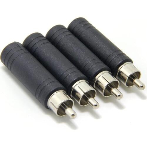 4-Pack 1/4 Inch 6.35mm TS Female to RCA Male Adaptor
