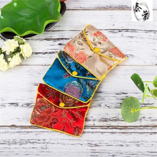 5Pcs/lot Jewels Organizer Jewelry Storage Bags Silk Chinese Tradition Pouch Purse Gifts Random Color