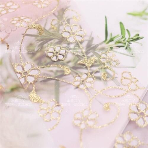 5 yards/lot Bronzing Floral Printed Organza Ribbon for DIY Hairpin Hair Accessories Gift Box Packaging Clothing Decor Materials