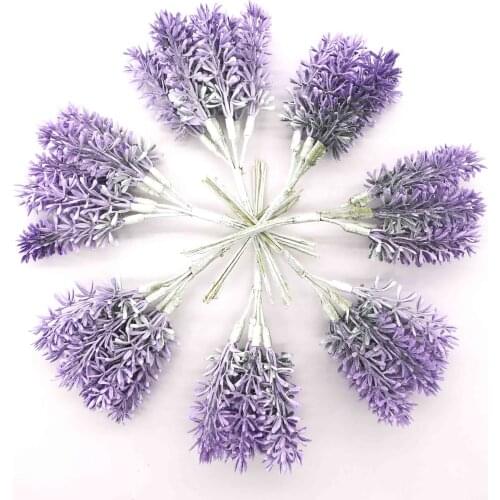 6pcs mini lavender flowers artificial flowers handmade Christmas wedding home decoration DIY scrapbook gift box