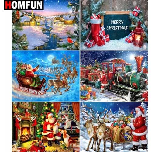HOMFUN Full Square/Round Drill 5D DIY Diamond Painting "Christmas landscape" Embroidery Cross Stitch 5D Home Decor Gift