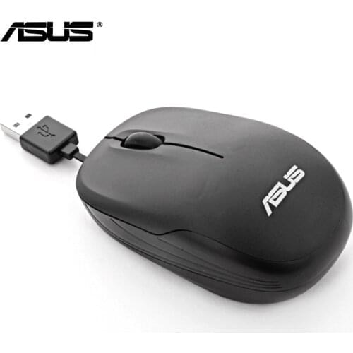 ASUS UT220 Retractable Cabel USB Optical Mouse For Laptop--Black