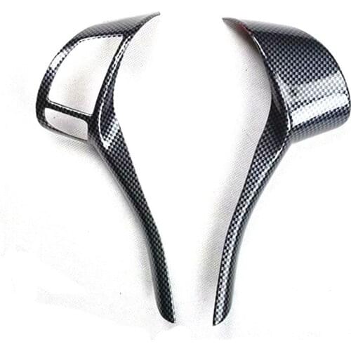 Car Steering Wheel Decoration Bezel Car Stickers For Nissan Qashqai 2016 LHD Carbon Fiber Style Interior Car Styling 2Pcs/set