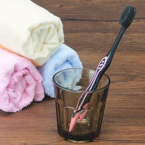 Free Shipping 1PCS Double Ultra Soft Bamboo Charcoal Nano Manual toothbrush Black Tooth Brush Dental Personal Teeth Care