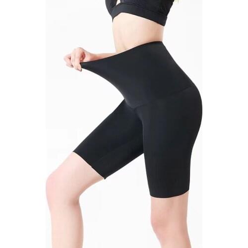 New high-waist belly-fitting sports pants, body-sculpting yoga pants, fat-burning and sweat-explosive five-point pants women