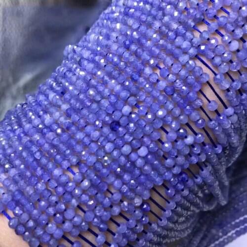 Natural Tanzanite 5A 3mm Roundel Faceted Gemstone Bead for 925 Sterling Silver Jewelry Making Necklace Bracelet 15inch ICNWAY