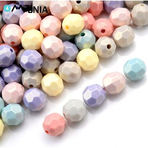 50/100pcs/lot 8 10mm Mixed Candy Color Acrylic Beads AB Plating Spacer Loose Beads For Jewelry Making Diy Handmade Accessories